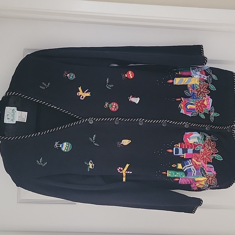 Quacker Factory Black Festive Embellished Cardigan
